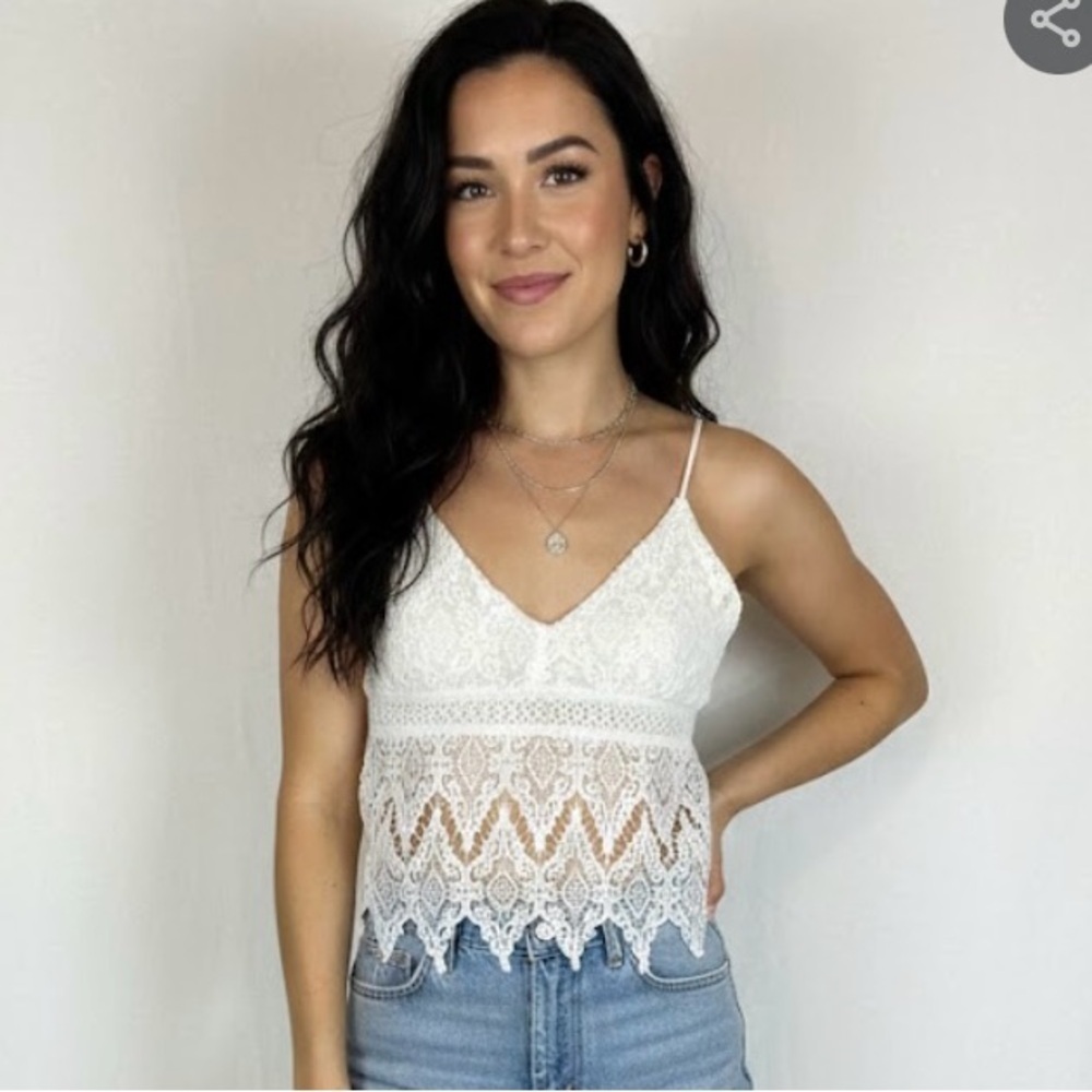 Charlotte Russe White Lace Camisole A0199